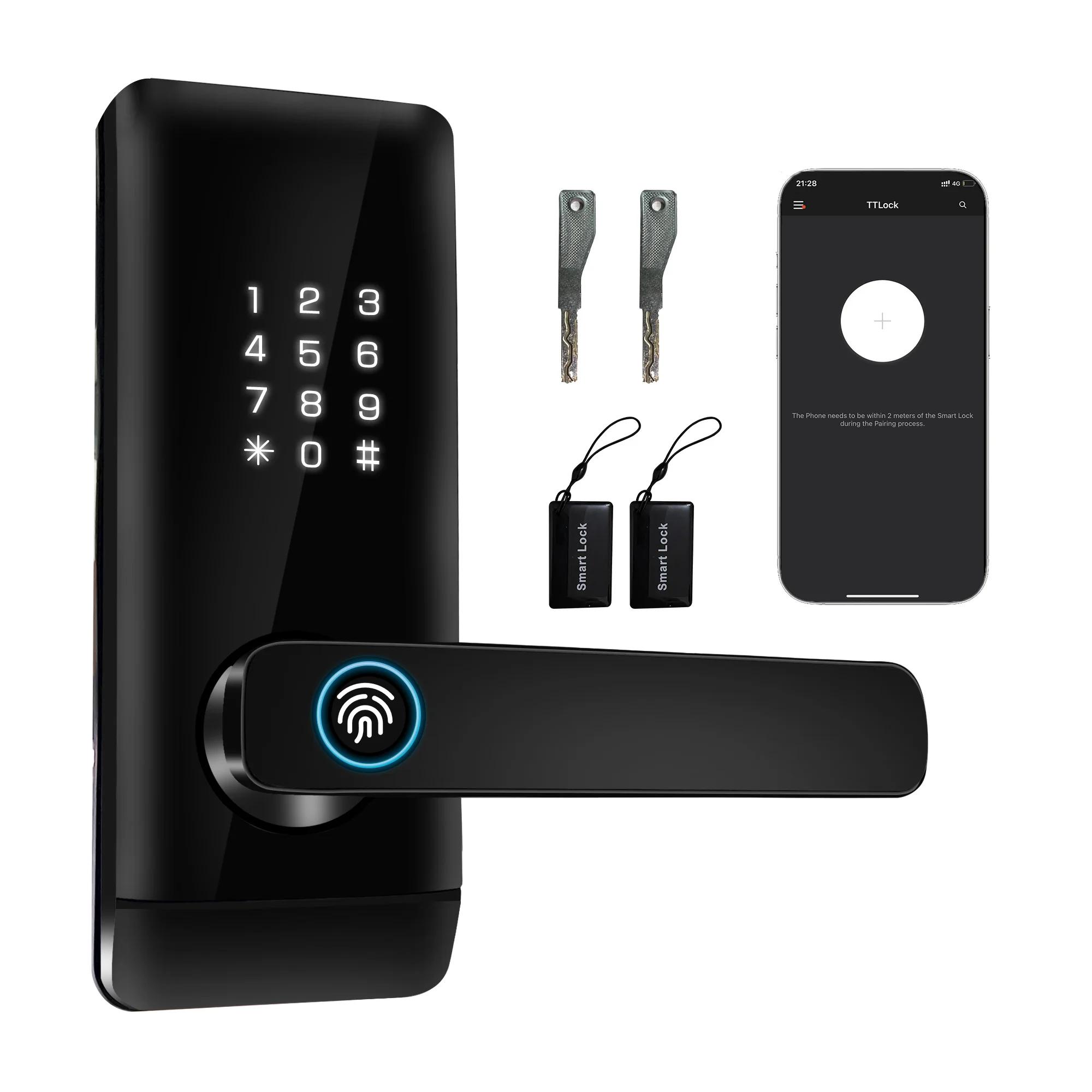 TTLOCK APP Fingerprint Card Password Key Smart Lock Keyless Entry Home Smart Door Lock Office Hotel Apartment Rental Room